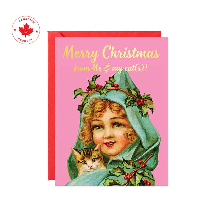 Biglietto di Natale con Lamina per Me & il Mio Gatto/i Miei Gatti | Biglietto di Natale per la vendita all'ingrosso da parte di Party Mountain Paper co.