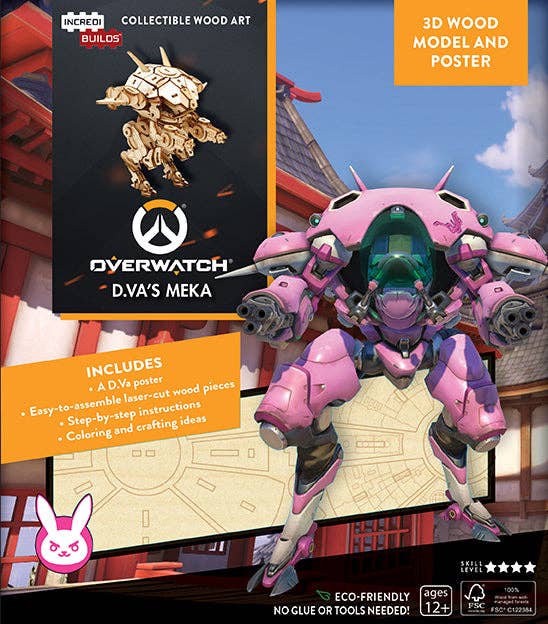 Insight Editions - #1 Pop Culture Publisher - Wholesale DIY Craft Kit - IncrediBuilds: Overwatch: D.Va's MEKA 3D Wood Model and Poster