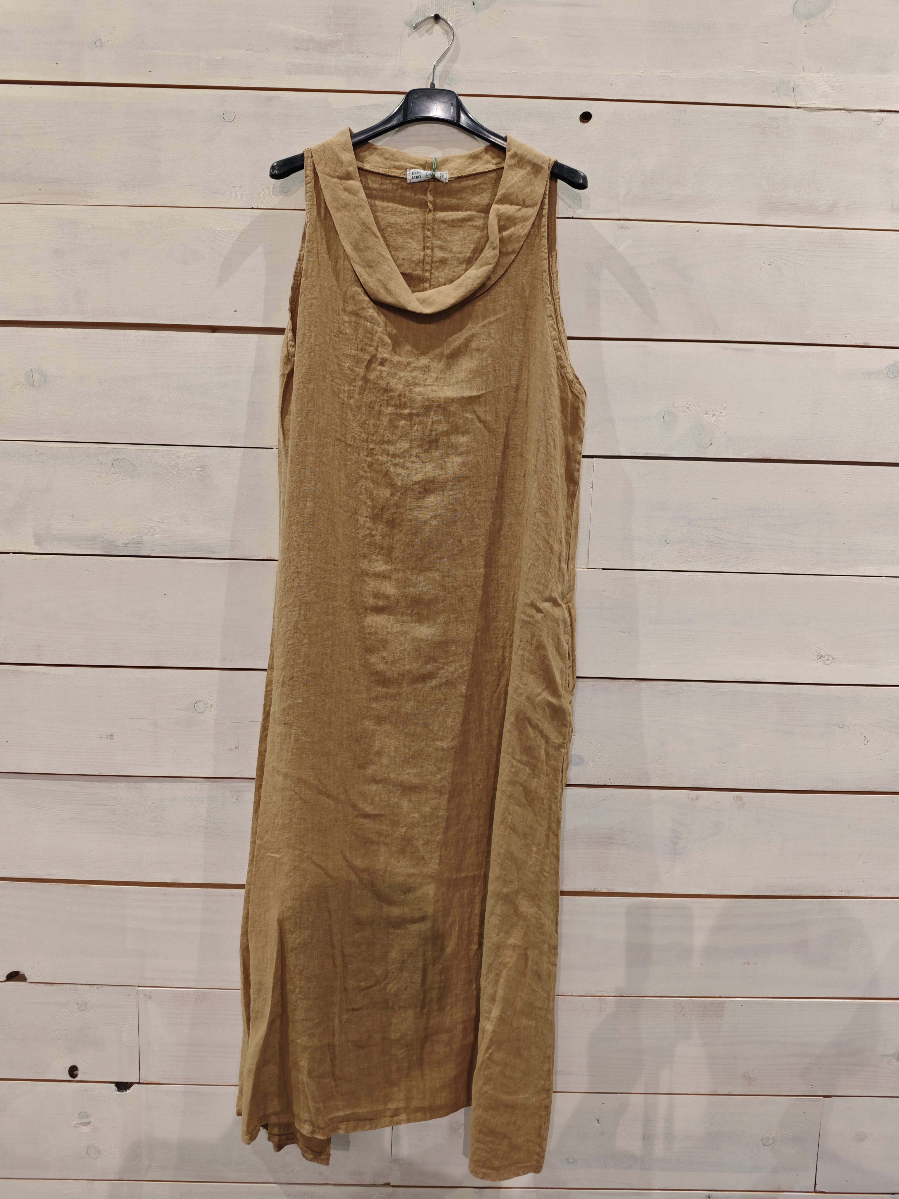 Linos y Textiles - Venta al por mayor Vestido - Mujer - REF 25396 VESTIDO LINO 100% CUELLO BARCA SIN MANGA1