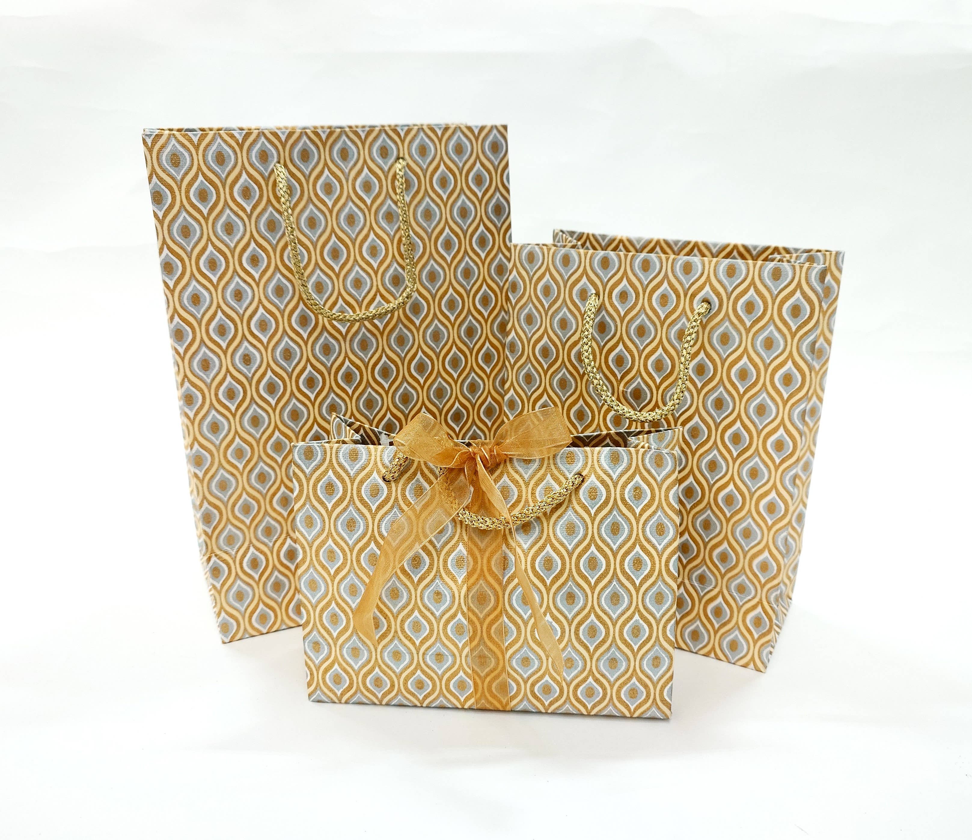 Globe Enterprise - Wholesale Gift Bag - Cream Gold Lotus Eyes Handmade Gift Bags -Eco-Friendly2
