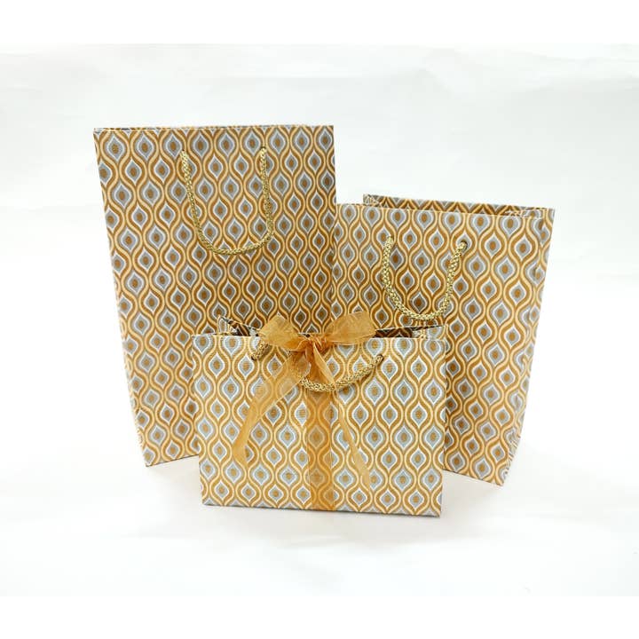Globe Enterprise - Wholesale Gift Bag - Cream Gold Lotus Eyes Handmade Gift Bags -Eco-Friendly2
