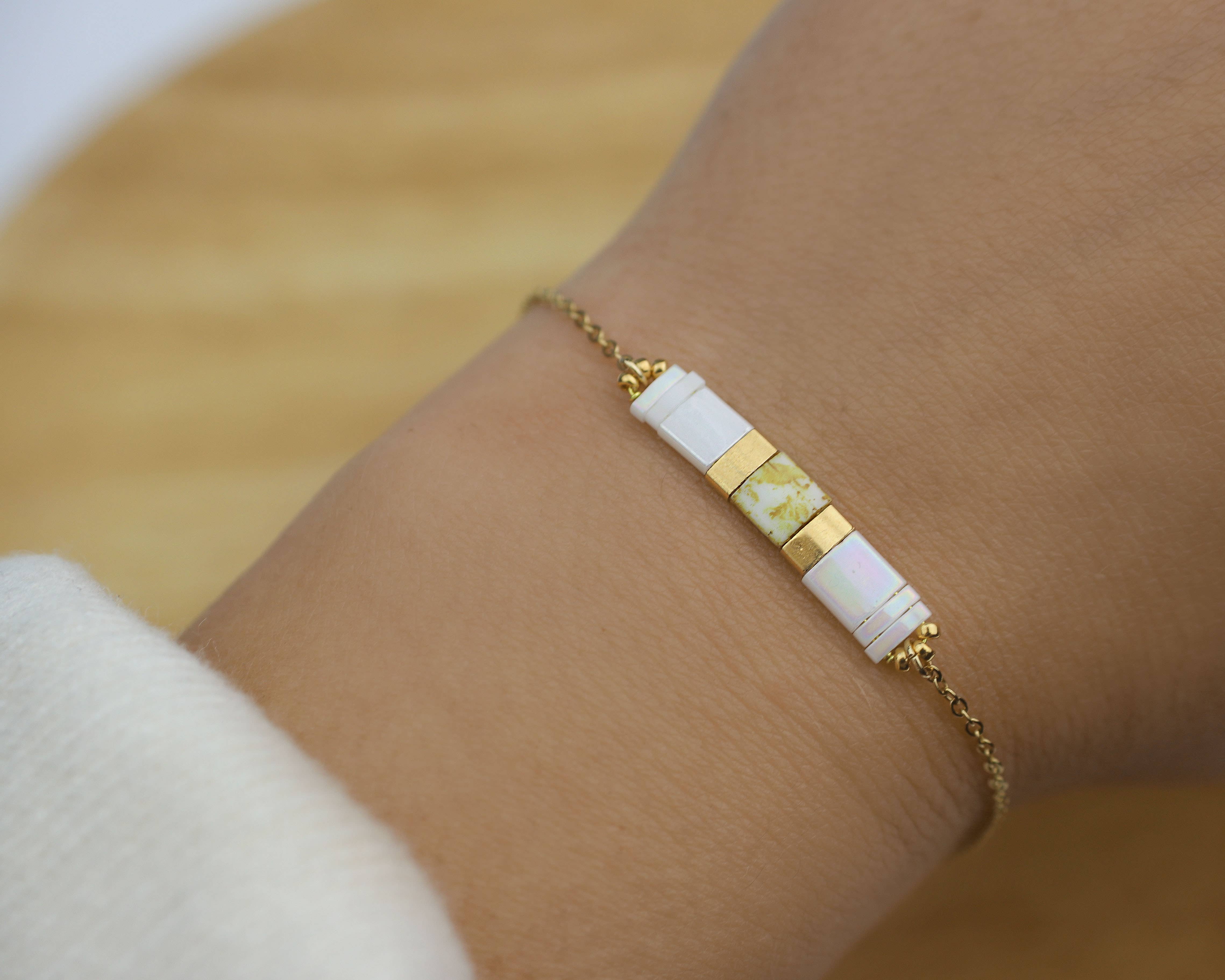 Minalis - Vendita all'ingrosso Bracciale con perline - Bracciale colorato con perline Miyuki giapponesi in acciaio inox dorato3