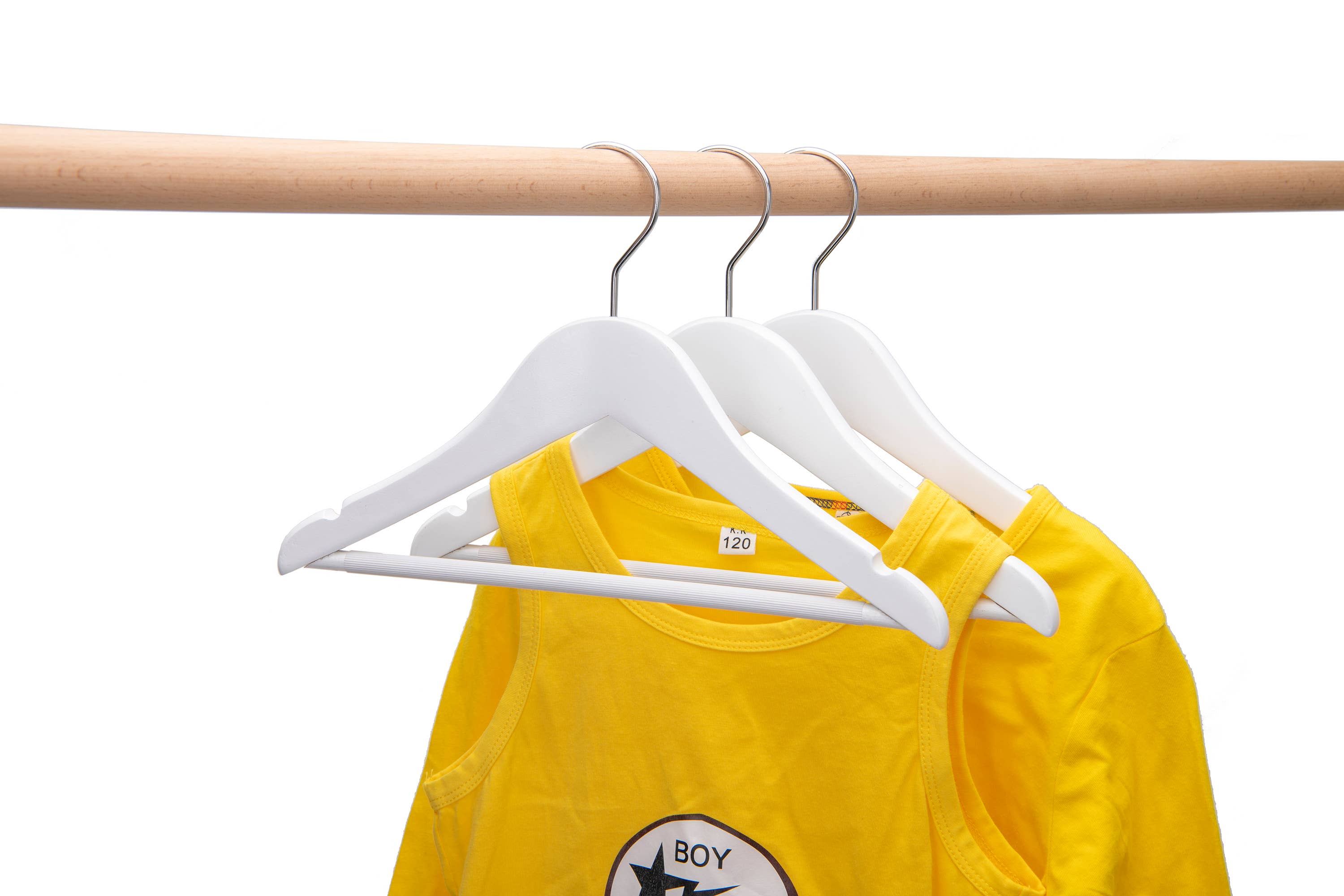 Quality Hangers - Venta al por mayor Percha para la ropa - Perchas de madera para niños de 30 cm con barra, 80 unidades blancas4