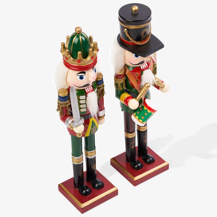 The Twiddlers - Wholesale Holiday Nutcracker - 2 Traditional Christmas Nutcrackers (30cm) Premium Wood Deco