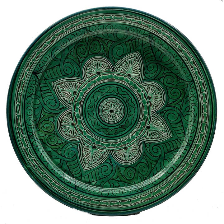 Etnico Arredo - Wholesale Dinner Plate - Ceramic Terracotta Wall Plate Diam.43cm Ethnic Moroccan Moroccan Morocco 0209221102