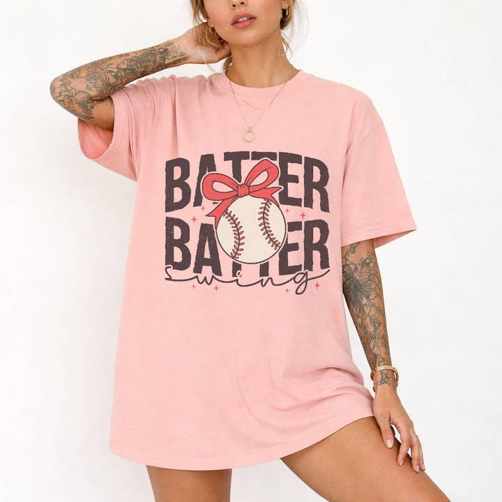 Comfort Colors - Batter Batter Swing T-shirt, Honkbal, Schattig voor wholesale door Printliss