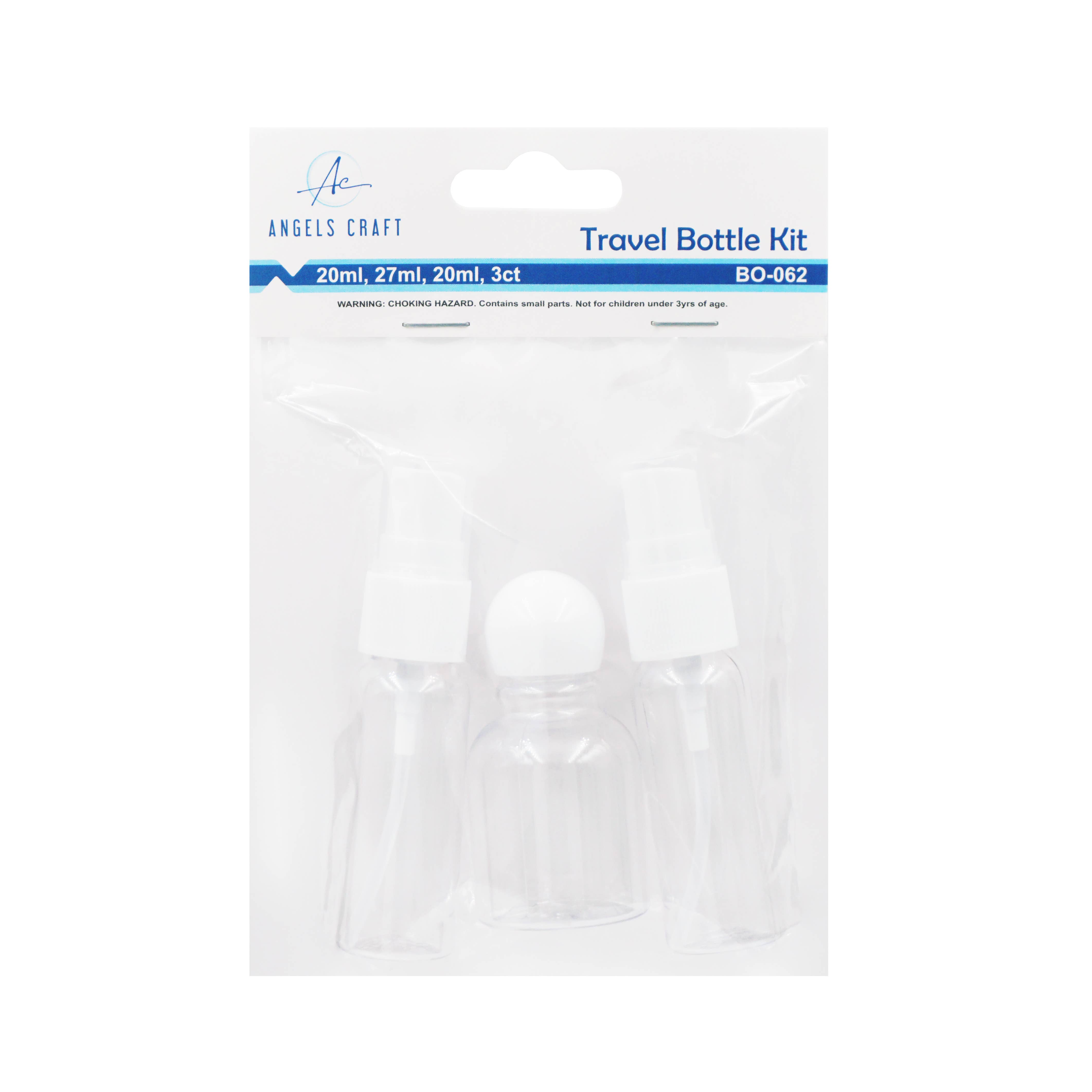 Angels Craft - Wholesale Travel Container - Mini Plastic Travel Bottle Kit, 3-ct1