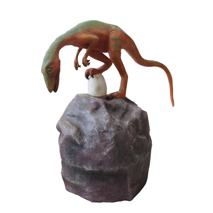 LM Treasures - Wholesale Figurine Toy - Kids - Compsognathus Dinosaur On Rock Life Size Statue