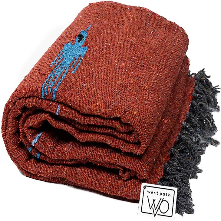 Wholesale Rust Red Baja Thunderbird Mexican Blanket for your shop