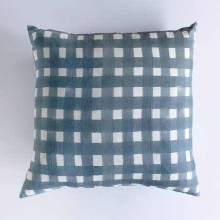 Blue Cross-Hatch Pillow for wholesale by Goldie Home