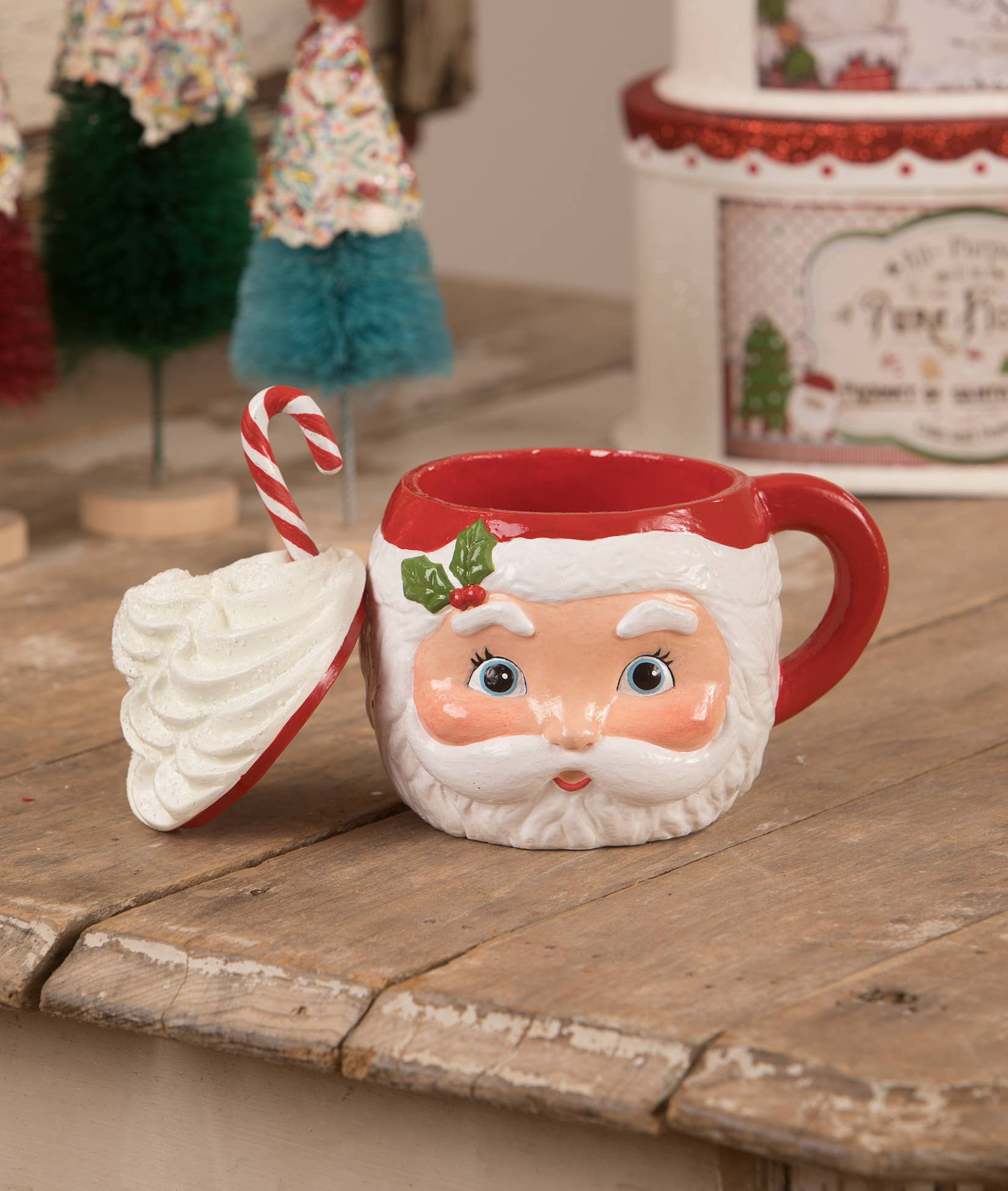 Bethany Lowe Designs - Wholesale Christmas Decoration - Sweet Tidings Santa Head Mug Container1