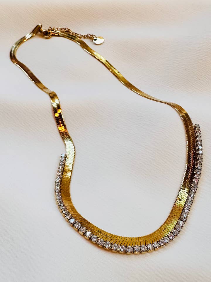 Holiday Glam Collection 2025 ~ Herringbone CZ Necklace for wholesale by mila + stevie