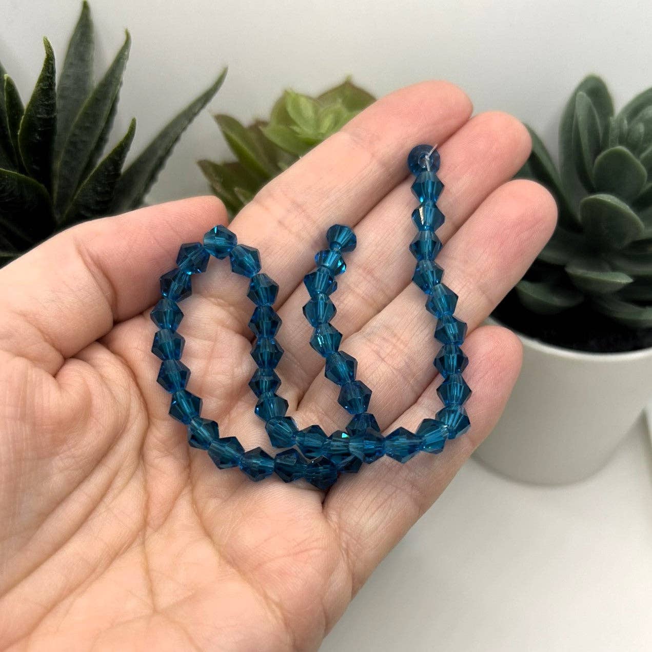 Guerrilla Charm – wholesale Beads – 6x6mm Dark Blue Bicone Beads, Imitation Crystal, Grade AA2