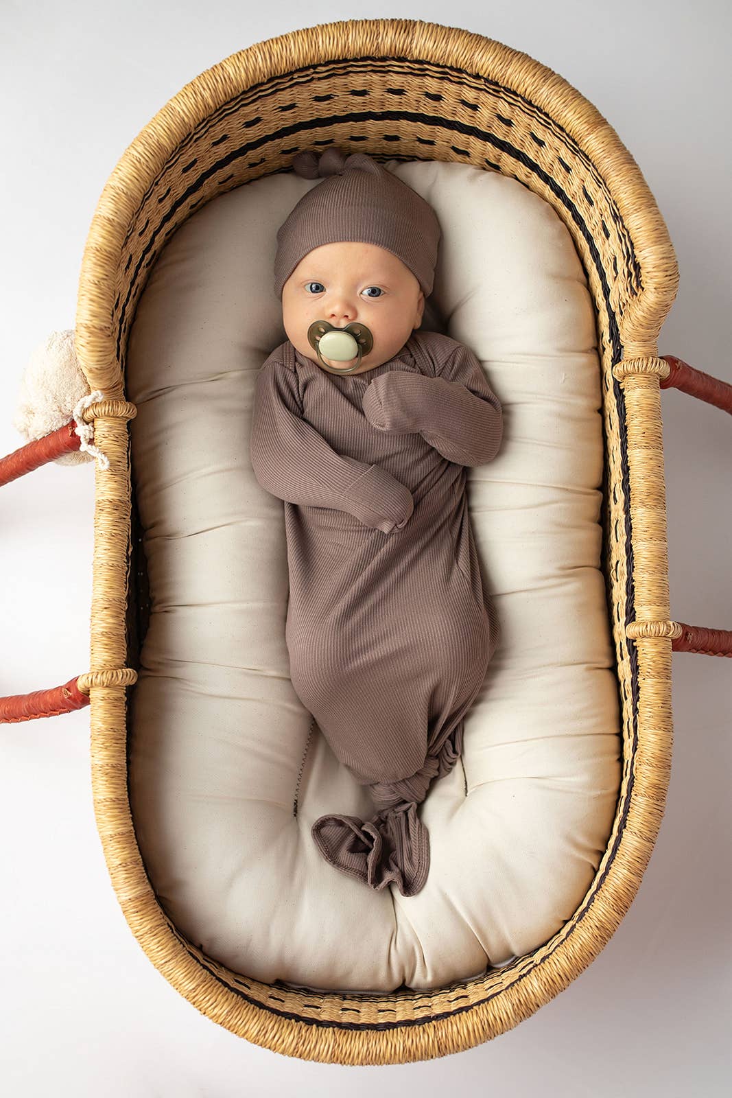 Three Little Tots - Wholesale Babygown - Baby - Cocoa Brown Ribbed Knotted Newborn Baby Gown sleepwear28