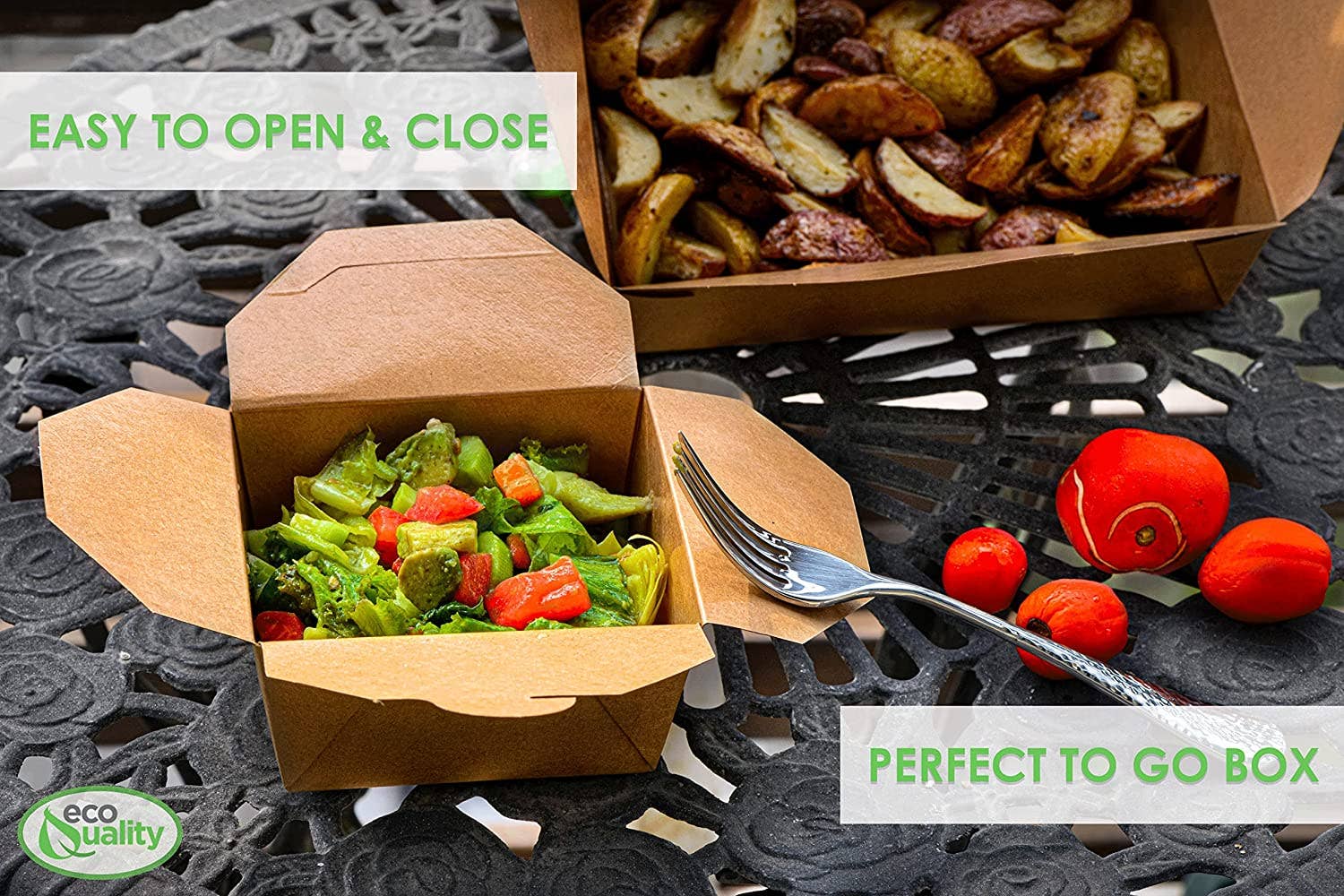 EcoQuality - Wholesale Food Storage Container - 26Oz Kraft Folded Paper Take Out Containers - Microwavable7