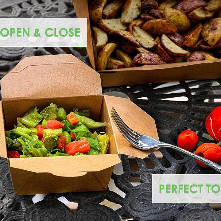 EcoQuality - Wholesale Food Storage Container - 26Oz Kraft Folded Paper Take Out Containers - Microwavable7