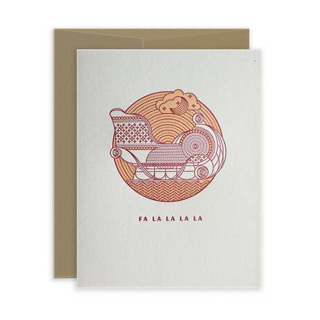 Julemandens Sleigh Christmas Letterpress Lykønskningskort for engroshandel hos Lickety Split Press