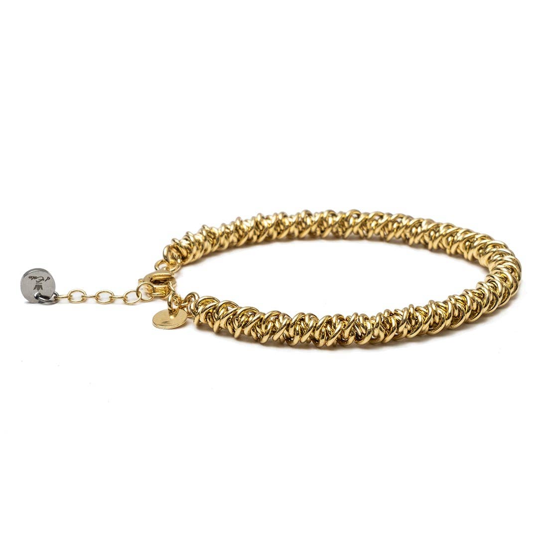 d'Este – Pulseira de elo e corrente por atacado – Pulseira em Prata 925 com Anéis Dourados0