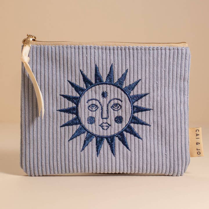 Corduroy Pouch in Seafoam Blue for wholesale by cai & jo USA