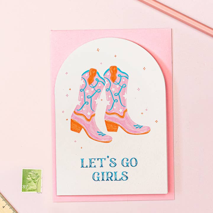 Låt oss gå tjejer Cowgirl-kort | Födelsedag | Möhippa för wholesale av Vero Illustrates Art Prints and Greeting Cards
