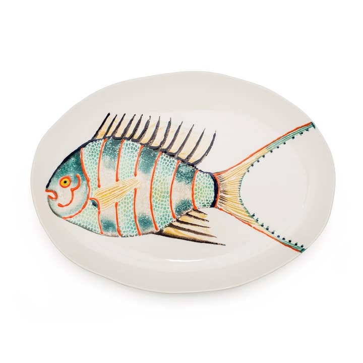 Fantastical Fish Medium Oval Tallrik | Keramik för wholesale av BlissHome