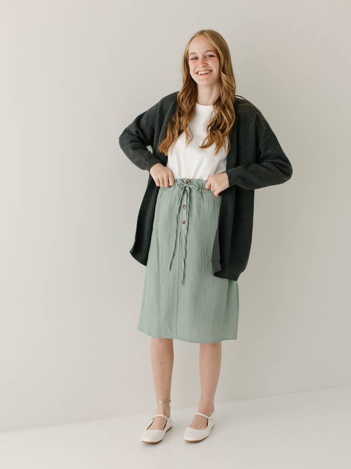 The Main Street Exchange - Wholesale Skirt - Women's - 'Courtney' Paper Bag Waist Cotton Gauze Skirt FINAL SALE17