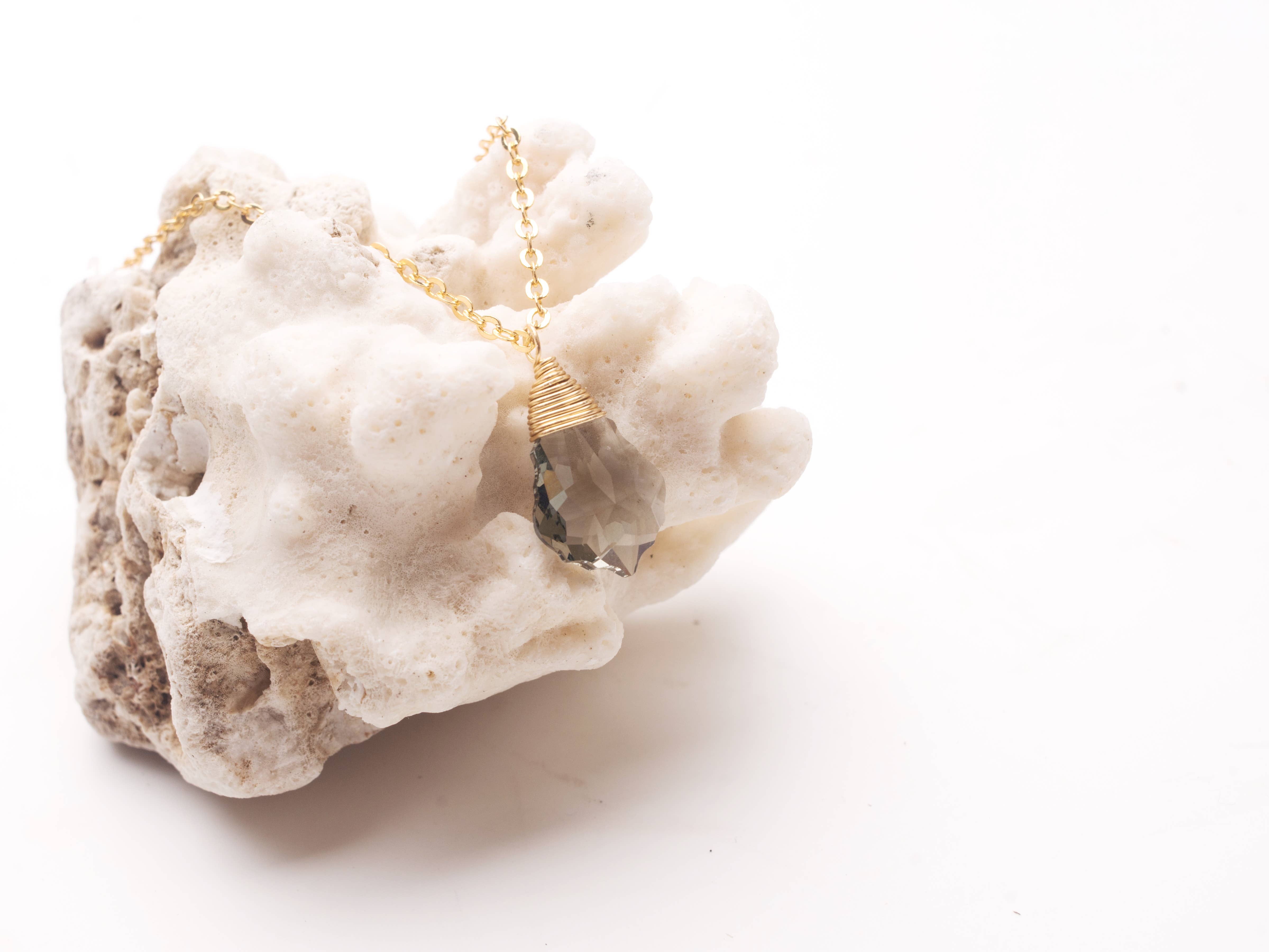 Less is More - Wholesale Pendant/Charm Necklace - Black Diamond Baroque Swarovski Necklace (Gold or Silver)2