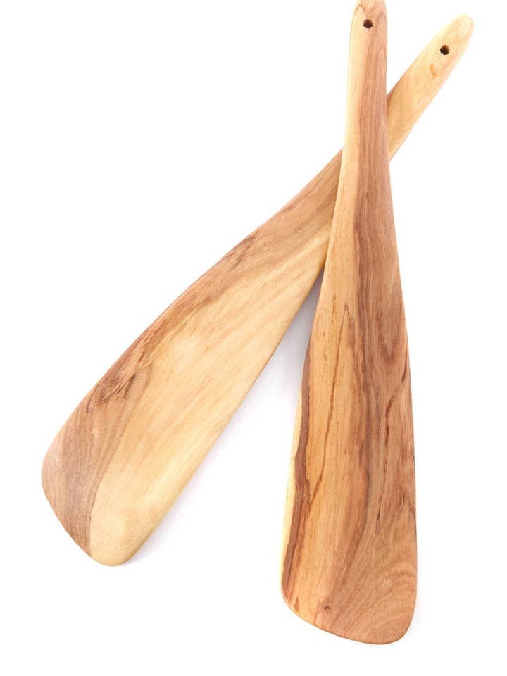 Kenya Wild Olive Wood Kafi Paddle Salad Servers for wholesale by African Modern