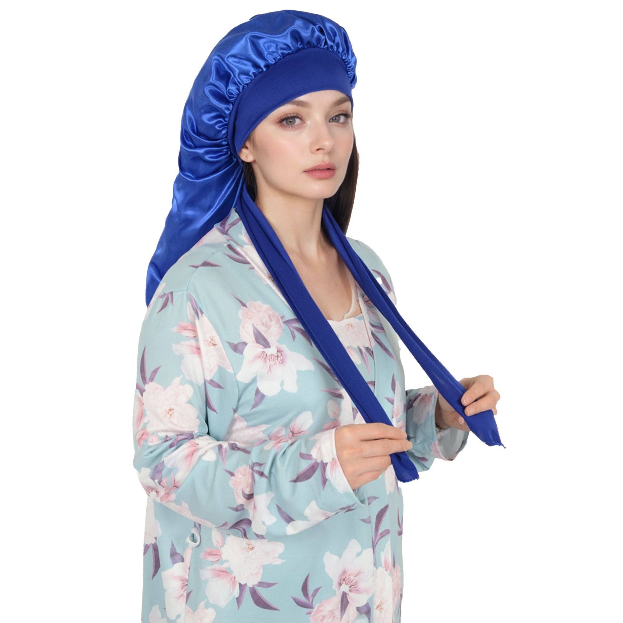 AK Brand - Wholesale Sleep Cap / Bonnet - Women's - Satin Long Bonnet Sleep Cap with Stretch Turban Band31