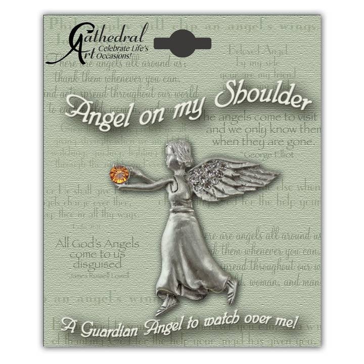 Abbey & CA Gift - Wholesale Lapel Pin/Button - Angel On My Shoulder Pin