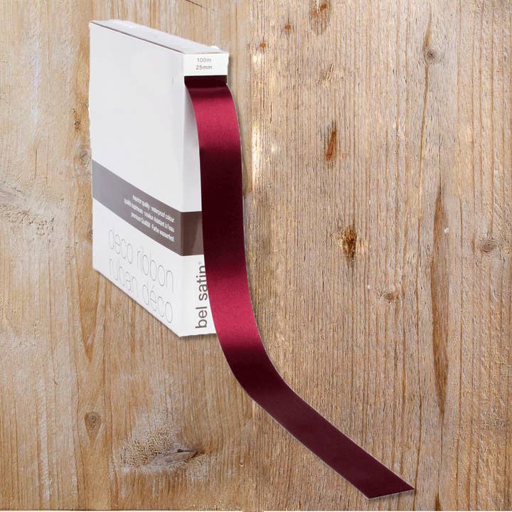 kadopapier.net - Wholesale Ribbon - Gift Wrapping - Poly Bordeaux Satin Ribbon