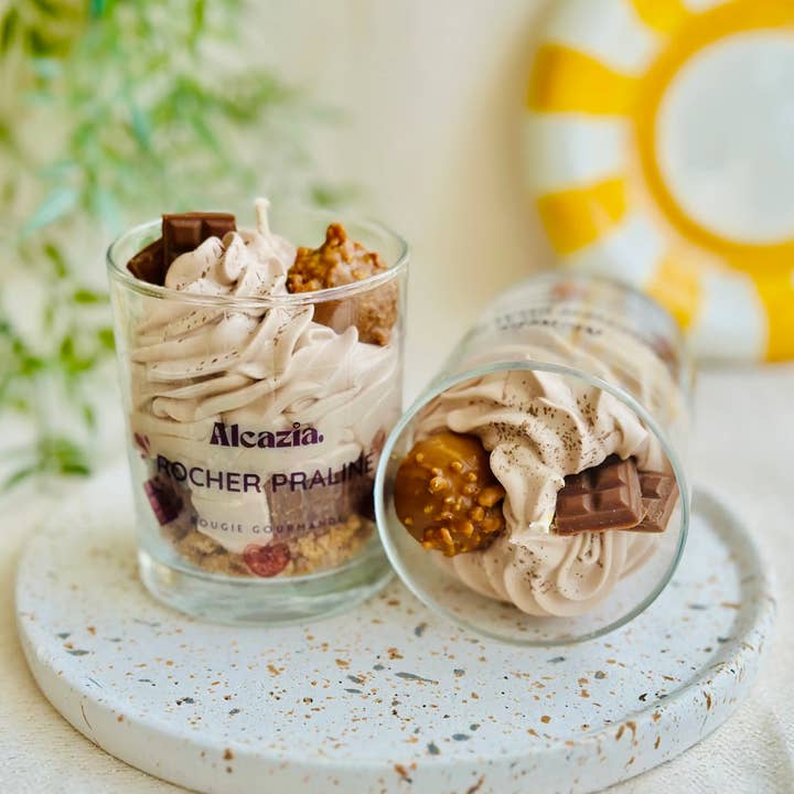Alcazia - Vente Bougies originales - Bougie gourmande - Rocher praliné (fête des mères)