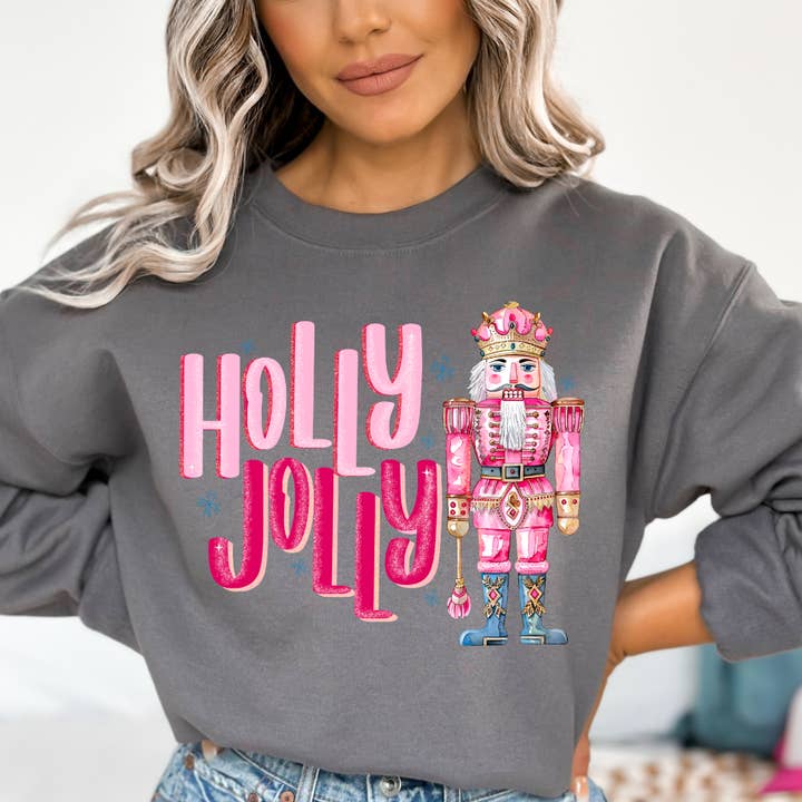 Rosa Holly Jolly Christmas-tröja för wholesale av Southern Backroad Tees LLC