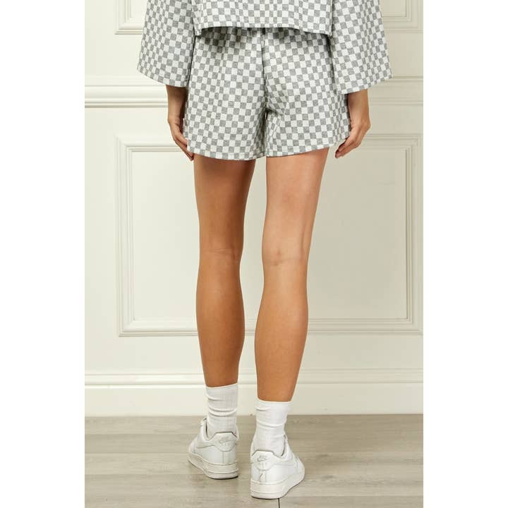 Veveret - Wholesale Shorts - Women's - Checker Jersey Drawstring Short 9