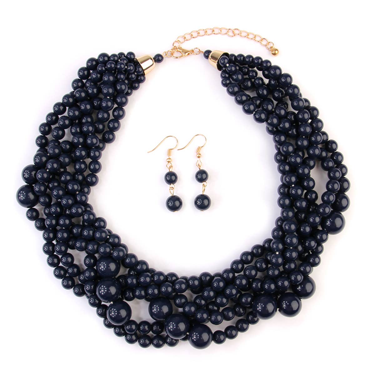 MYS Wholesale Inc - Vente Parures de bijoux - Ensemble collier ras-du-cou et boucles d'oreilles à bulles à plusieurs brins pour femmes4