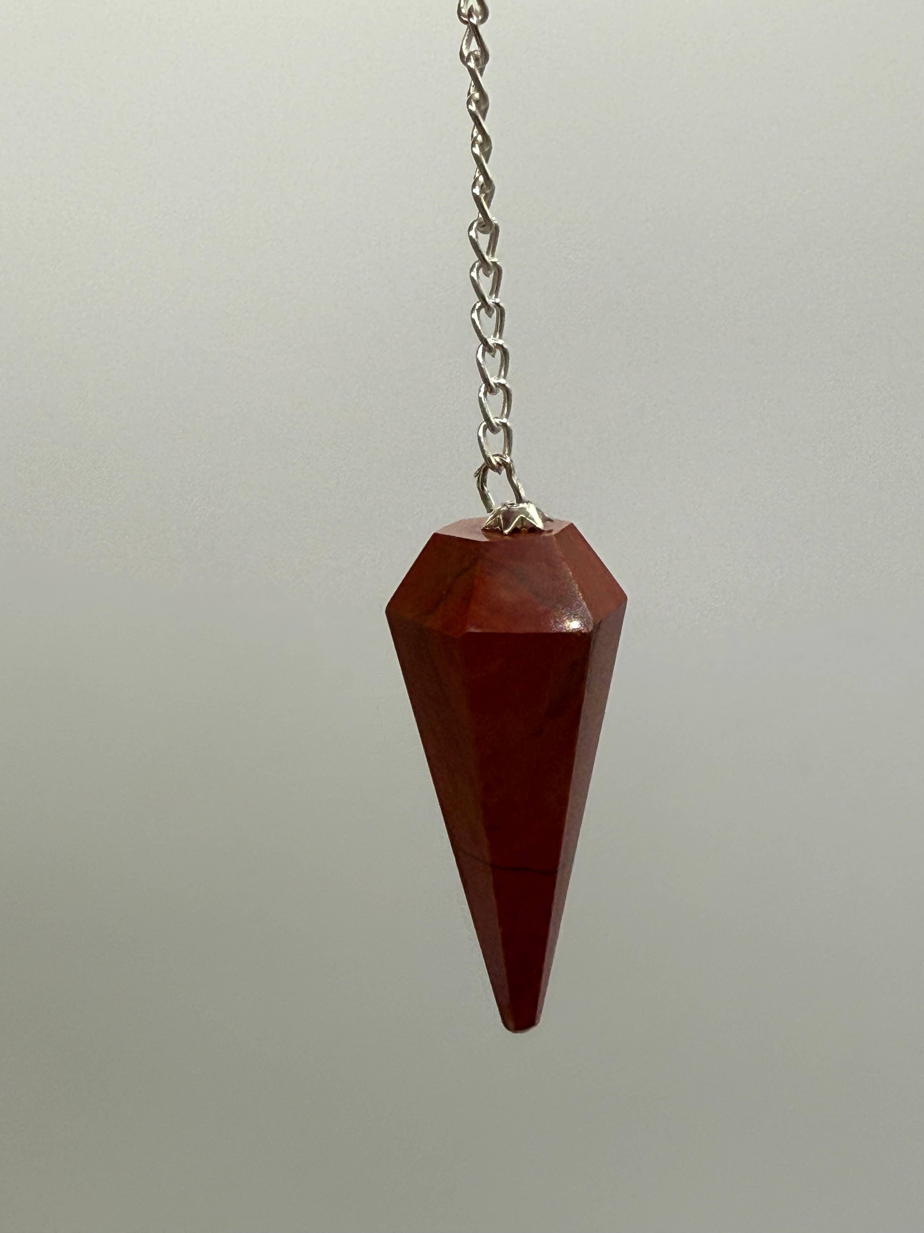 Meraki Gemstones - Wholesale Pendulum Board - Red Jasper Gemstone Pendulum w/Silver Plated Chain 3