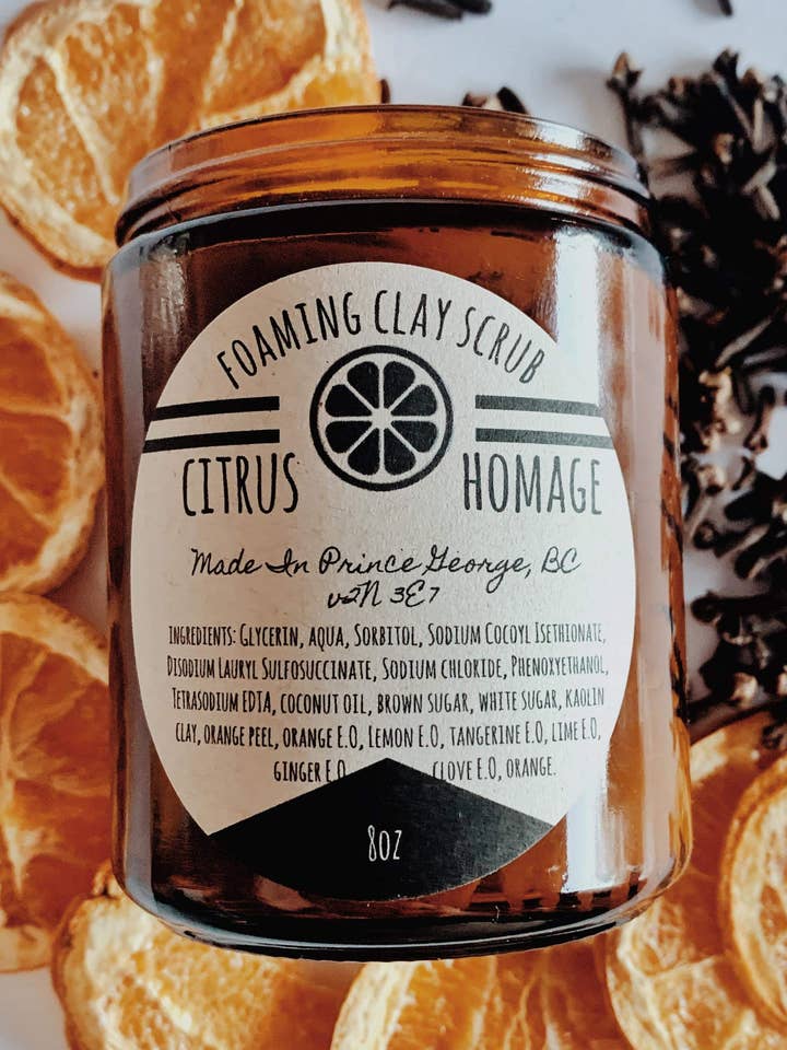 Citrus Homage Zuckerpeeling mit Lehm zum Einschäumen. Ätherisches Öl für den Großhandel von Blackwood Gifts
