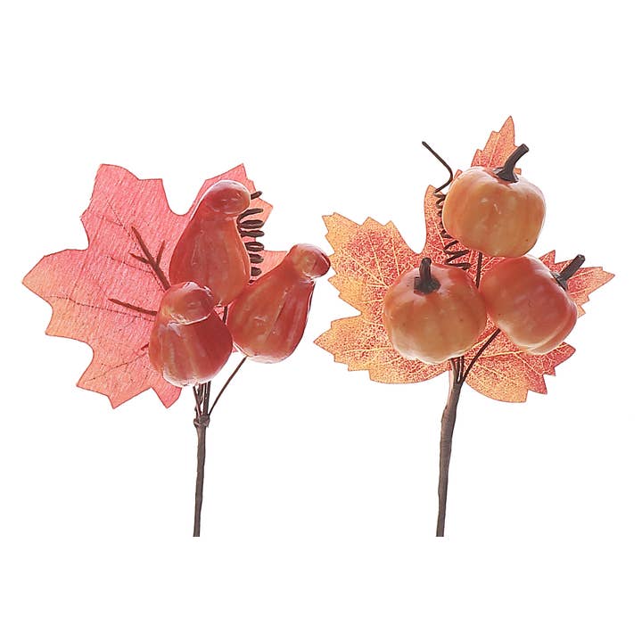 TRIPLE PUMPKIN LEAF PICK (ASSTD) for wholesale by IH Casa Decor