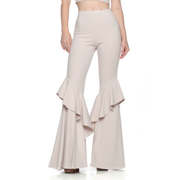 Flares Into Bell Bottoms Ruffles Pants for wholesale by omgstyles
