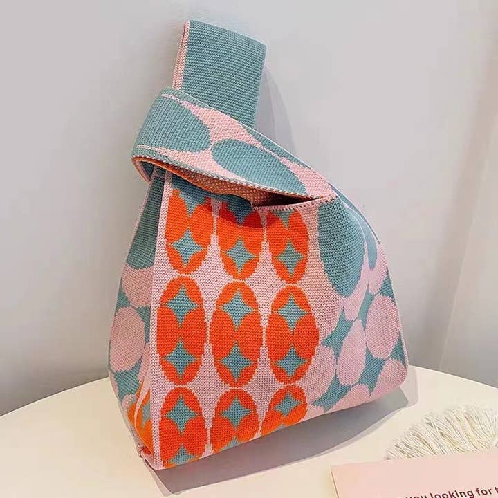 Little Trendy - Wholesale Tote Bag - Women's - Women Colour Knitted Tote Bag Casual Wrist handbag