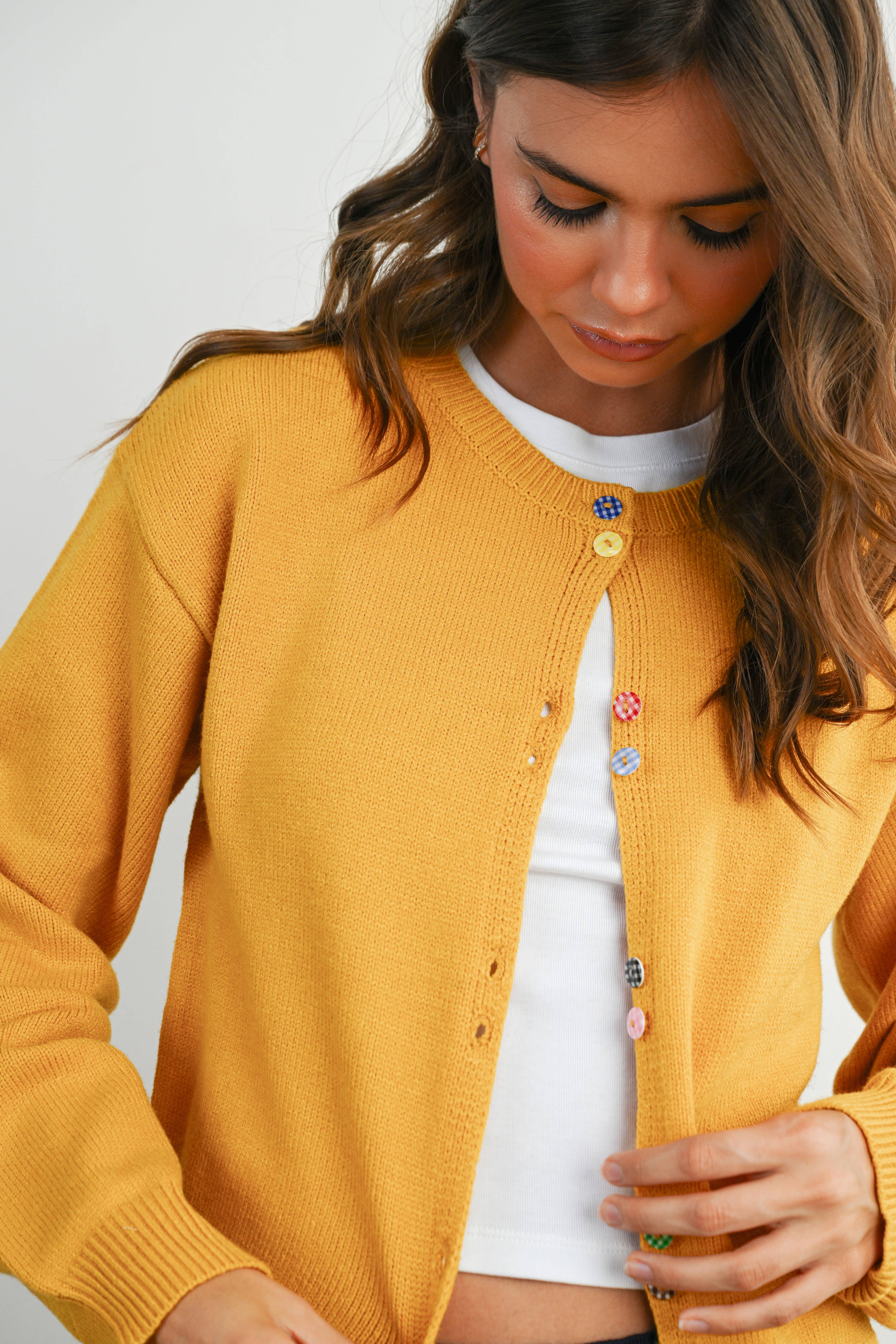 BUTTERMELON - Wholesale Cardigan - Women's - Long Sleeve Buttoned Cropped Cardigan - BMC790619