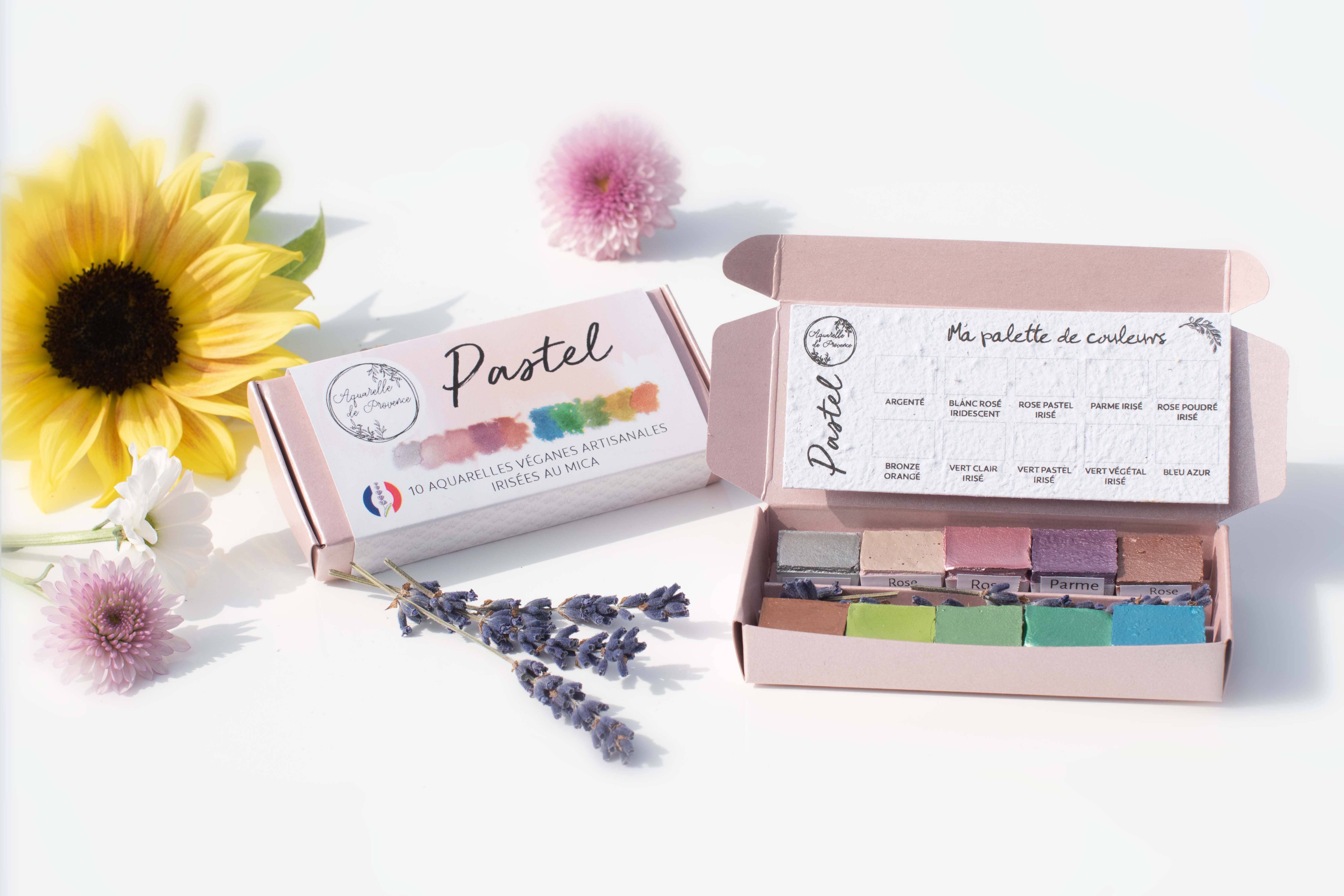 Aquarelle de Provence - Wholesale Watercolor Paint - PALETTE 'PASTEL' - 10 extra-fine metallic watercolors6