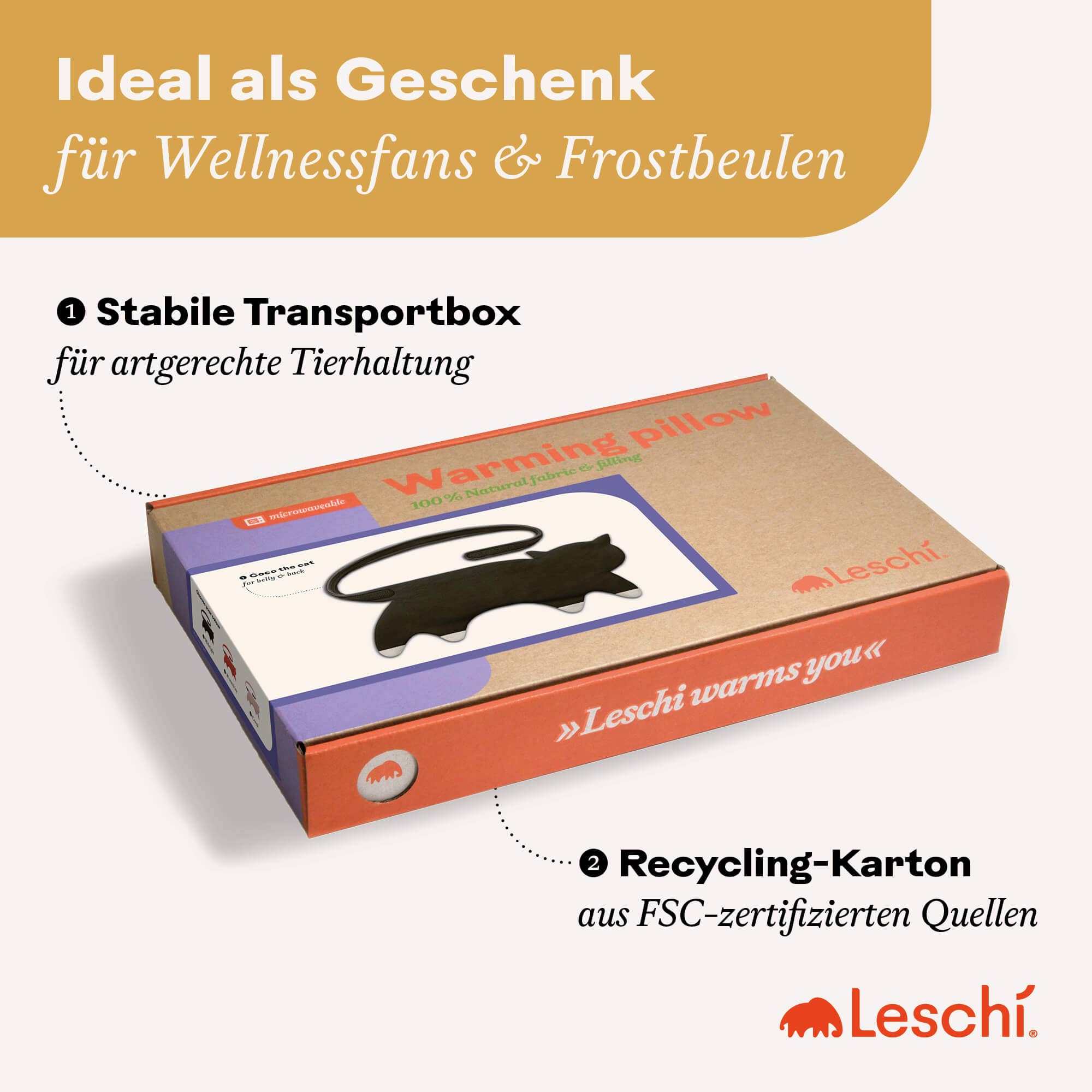 Leschi – Compressa quente/fria por atacado – Almofada de grãos orgânicos, 100% materiais naturais, almofada térmica gato5