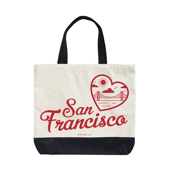 SF Heart Scene Shopper Tote Bag for wholesale by Seltzer Goods