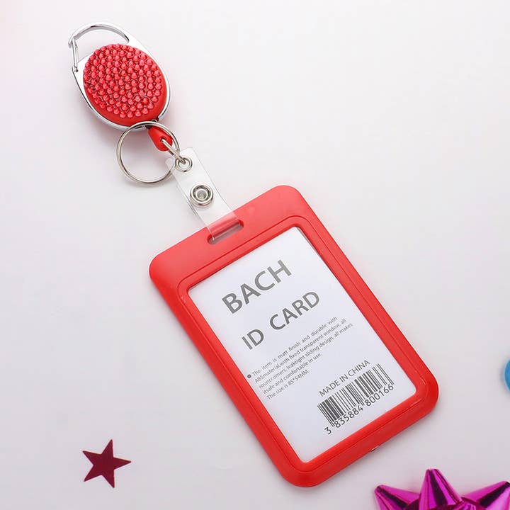 Sensibling Corp. - Wholesale Card Holder - Women's - Bling Studded Tag Pointed Retractable ID Card Holder11