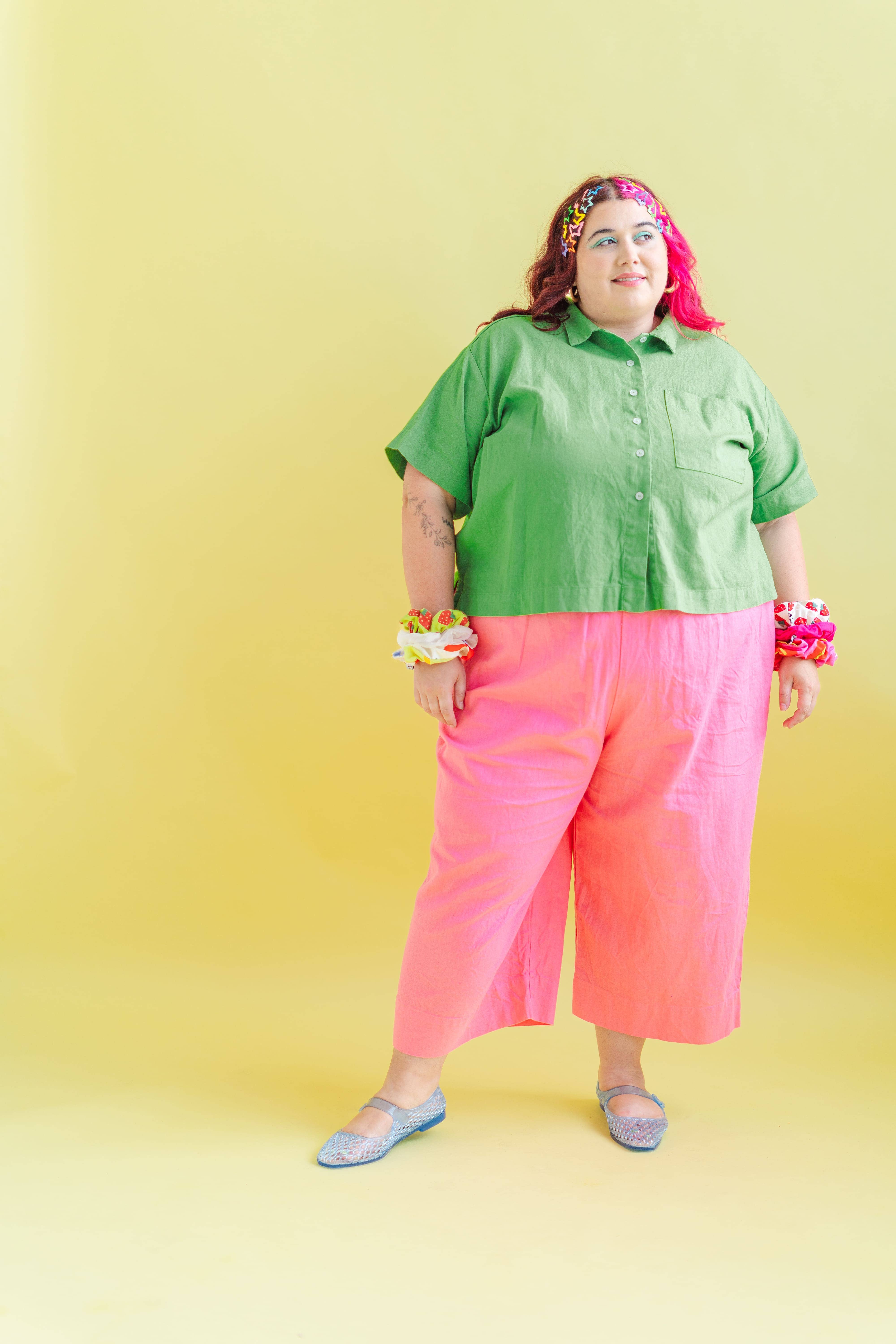 Nettle Studios - Wholesale Pants - Women's - Size Inclusive Plus Size Wide Leg Pant Bubblegum Pink Linen13