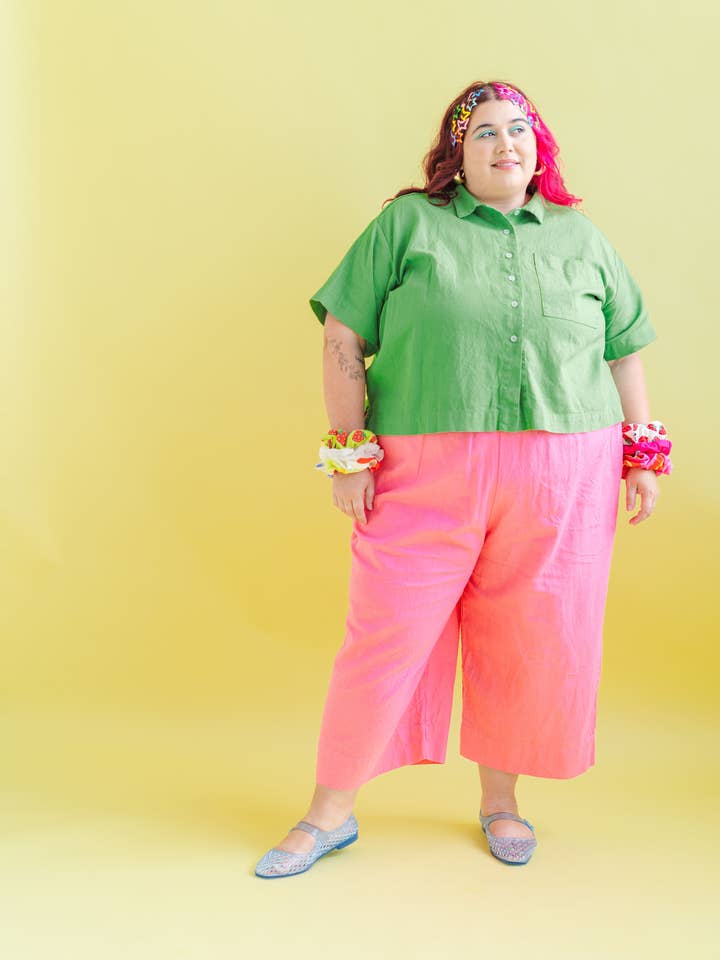 Nettle Studios - Wholesale Pants - Women's - Size Inclusive Plus Size Wide Leg Pant Bubblegum Pink Linen13