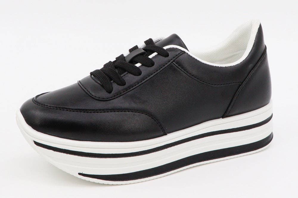 Mars Sky Shoes Wholesale - Wholesale Lifestyle Sneakers - Women's - Bamboo SPEED-01 Women Thick Bottom Lace Up Low Top Sneaker-12 Pairs Pack-13.55/Pair0