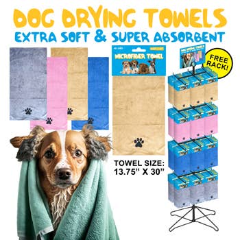 Deluxe Import Trading - Wholesale Pet Cleaning Supplies - 96pc Dog Drying Towel Display0