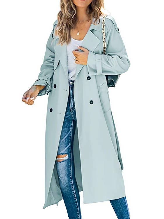 HIDDENBRAND - Wholesale Trench Coat - Women's - Long Lapel Double-Breasted Panels Trench Coat3